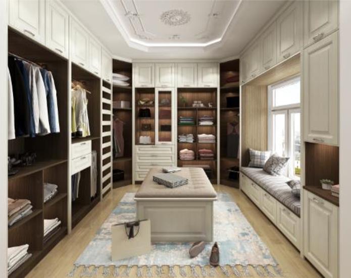 全鋁衣帽間-02（風(fēng)格：簡(jiǎn)歐；顏色：胡桃白橡）