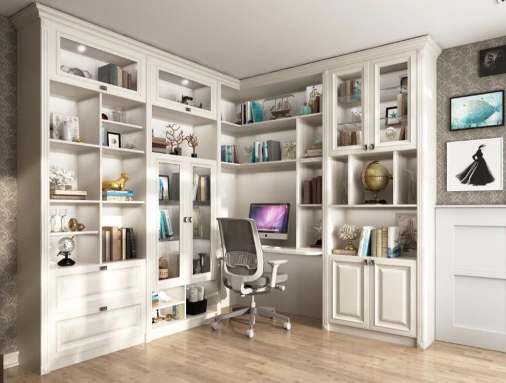 全鋁書柜-01（風格：現代；顏色：暖白橡木）