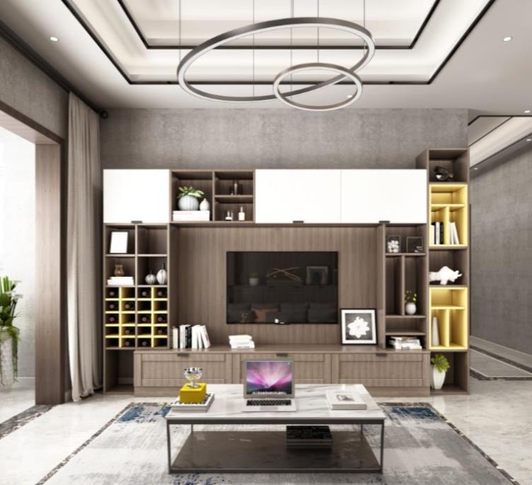 全鋁電視柜-01（風格：現代；顏色：胡桃木暖白）